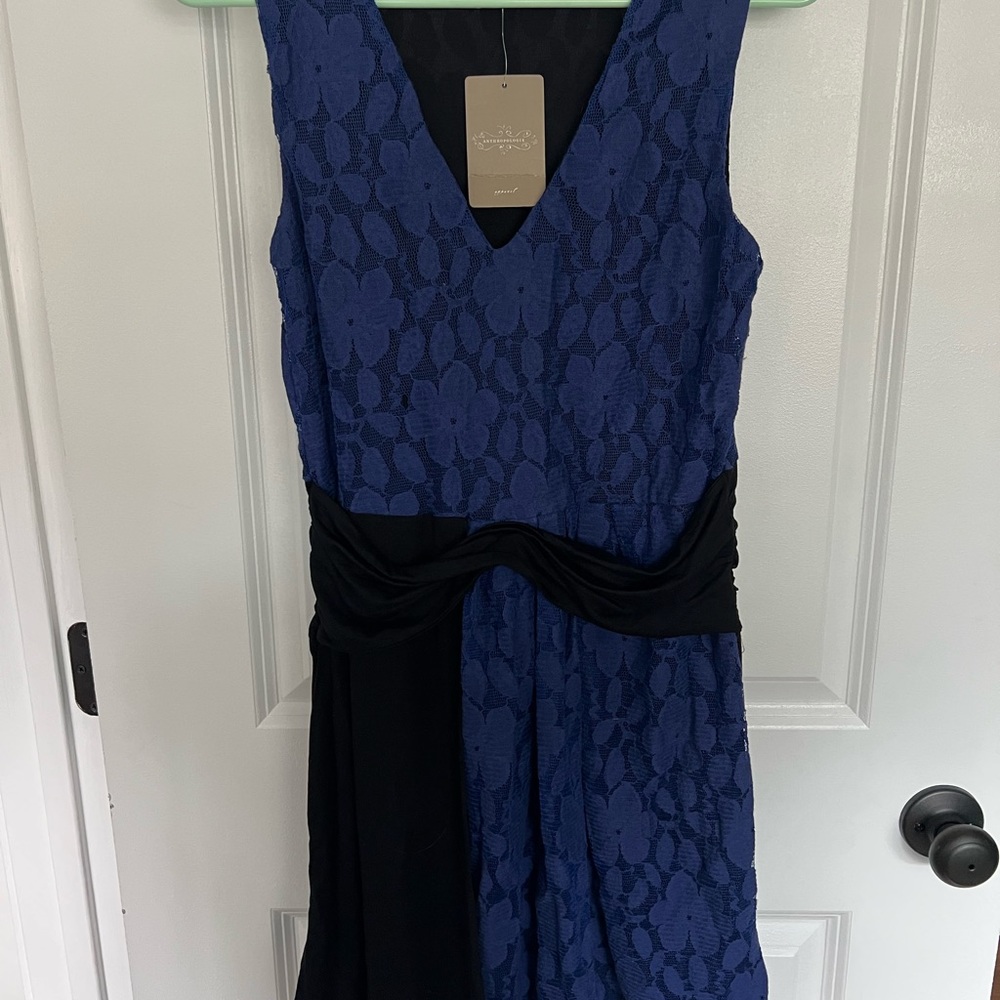 Anthropologie black and blue lace dress